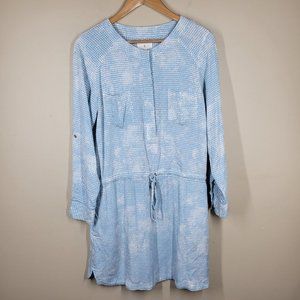 Lou & Grey Blue White Triangle Geometric Print Rayon Mini Dress Medium Womens